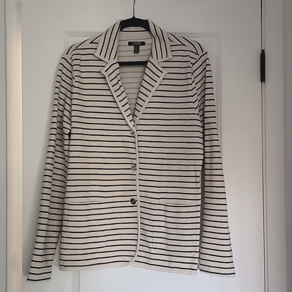 Chaps Black and White Striped Blazer - Picture 1 of 6